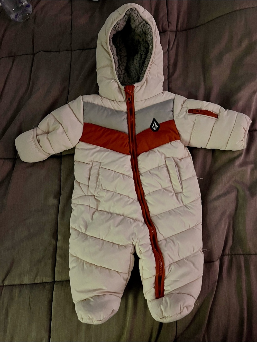 Volcom Cream and Rust Baby Snowsuit One-Piece